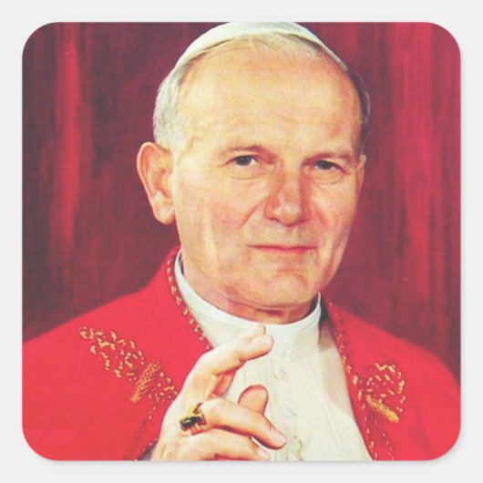 John Paul II Bishop von Rom Quadratischer Aufkleber (Vorderseite)
