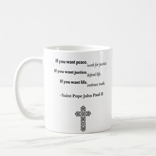 John Paul II Zitat Kaffeetasse (Links)