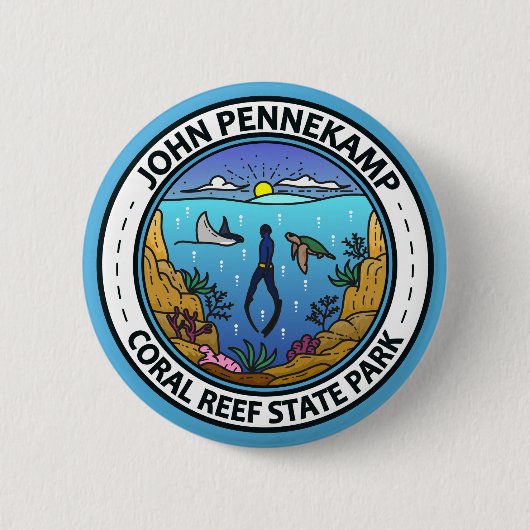 John Pennekamp Coral Reef Staat Park Travel Art Button (Vorderseite)