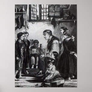 John-Pfund Kinder in seinem Zuhause unterrichtend Poster
