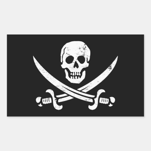 John Rackham (Calico Jack) Pirate Flag Piratenflag Rechteckiger Aufkleber (Vorderseite)