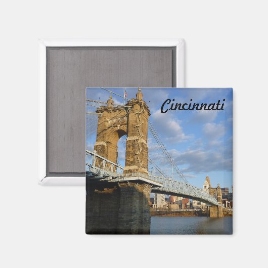 John Roebling Bridge Cincinnati Foto Magnet (Vorderseite/Rückseite)