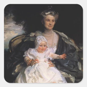 John Sargent - Mrs. Henry Phipps and Her Granson Quadratischer Aufkleber
