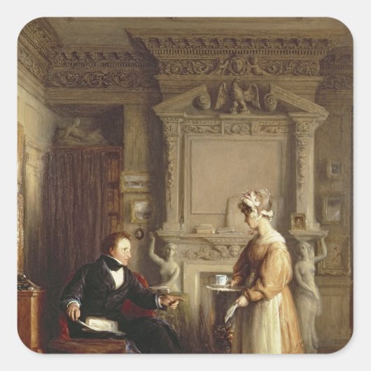 John Sheepshanks und sein Dienstmädchen Quadratischer Aufkleber (Vorderseite)