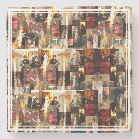 .John Singer Sargent Elegant Lady Portrait Collage Steinuntersetzer (Vorderseite)