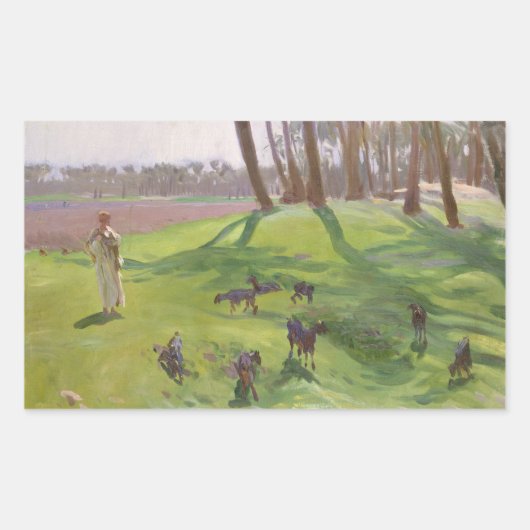 John Singer Sargent - Landschaft mit Goatherd Rechteckiger Aufkleber (Vorderseite)