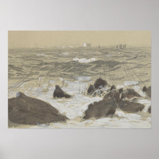 John Singer Sargent - Waves Breaking on Rocks Poster (Vorne)