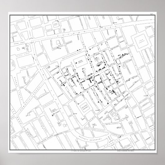 John Snow: Cholera Map of London, 1854 Poster (Vorne)