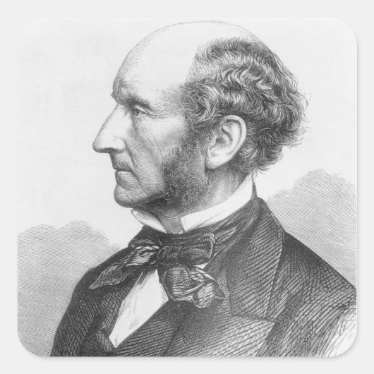 John Stuart Mill Quadratischer Aufkleber (Vorderseite)