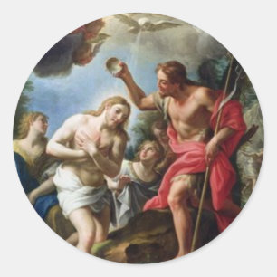 John-the-Baptist-taufen-Christ-by-Trevisani Runder Aufkleber