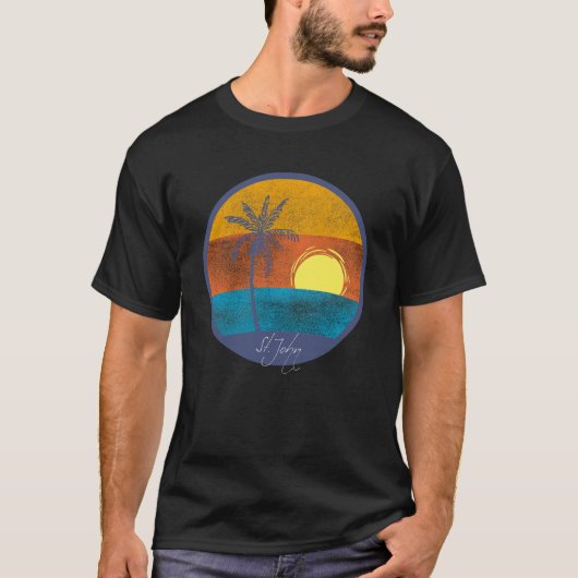 John USVI erschüttert Abgeblendetes Retro Sunset T-Shirt (Vorderseite)