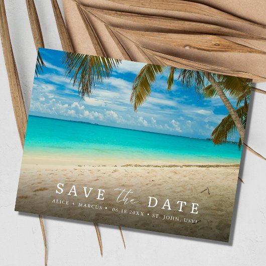 John USVI Hochzeit in Urlaubsort Save the Date Ankündigungspostkarte