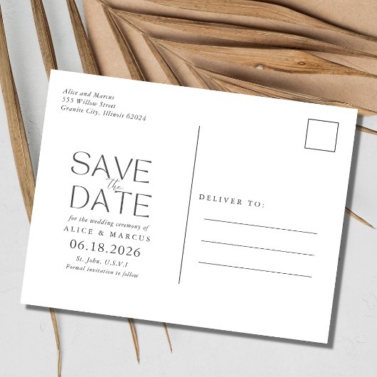 John USVI Hochzeit in Urlaubsort Save the Date Ankündigungspostkarte