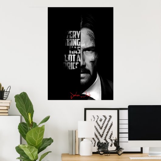 John Wick zitiert Black and White Poster (Heimbüro)