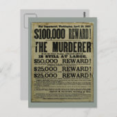 John Wilkes Booth Lincoln Mordposter Postkarte (Vorne/Hinten)
