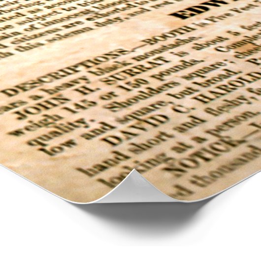 John Wilkes Booth Wollte für Mord Poster (Ecke)