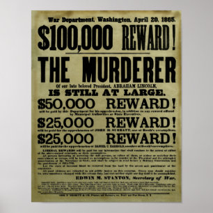 John Wilkes Booth Wollte Poster