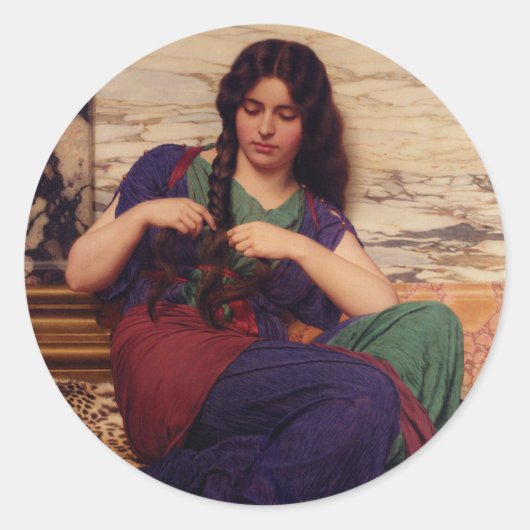 John William Godward Classic Rund Sticker (Vorderseite)