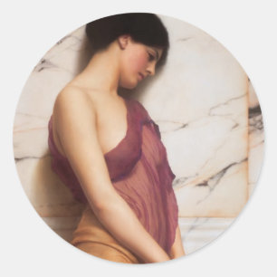 John William Godward - The Tambourine Girl Runder Aufkleber