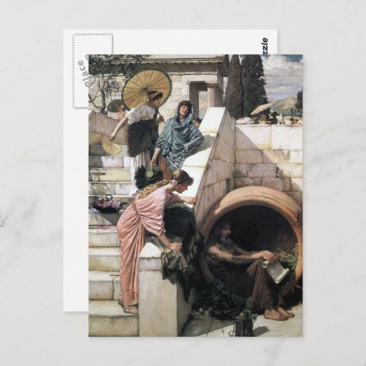 John William Waterhouse - Diogenes Postkarte (Vorne/Hinten)