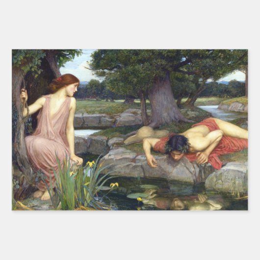 John William Waterhouse Echo und Narcissus Poster Geschenkpapier Set (Vorderseite 2)