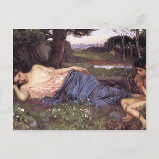 John William Waterhouse-Höre auf meine süße Pipeli Postkarte (Vorderseite)