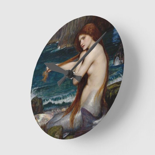 John William Waterhouse Mermaid Runde Wanduhr (Winkel)