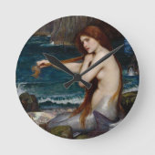 John William Waterhouse Mermaid Runde Wanduhr (Vorderseite)