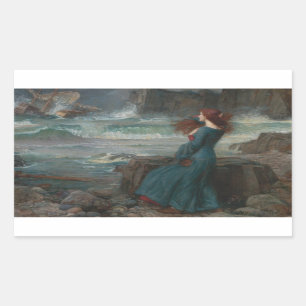 John William Waterhouse - Miranda - der Sturm Rechteckiger Aufkleber