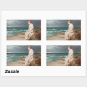 John William Waterhouse - Miranda Rechteckiger Aufkleber (Blatt)