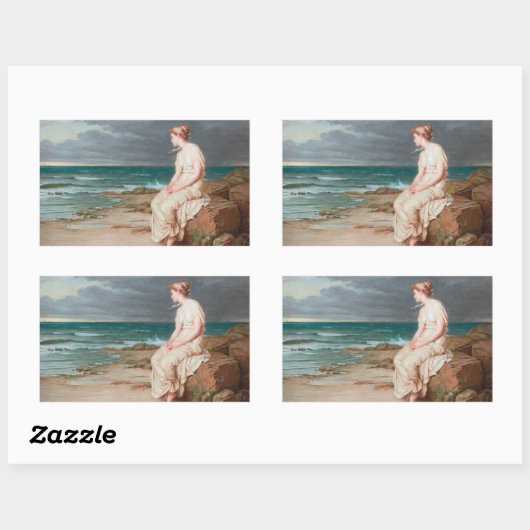 John William Waterhouse - Miranda Rechteckiger Aufkleber (Blatt)