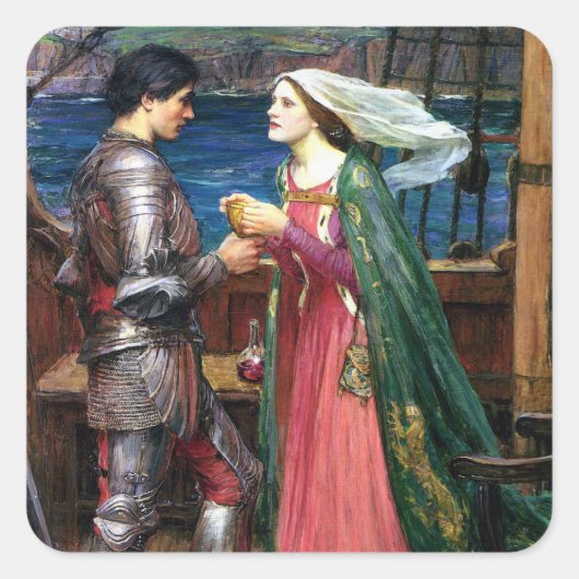 John William Waterhouse Tristan und Isolde Quadratischer Aufkleber (Vorderseite)