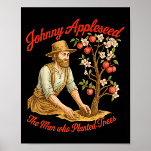 Johnny Appleseed Day 26. September Retro Tree Poster
