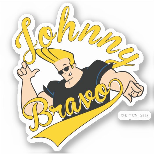 Johnny Bravo Athletic Graphic Aufkleber (Vorderseite)