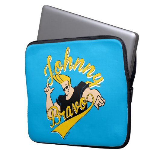 Johnny Bravo Athletic Graphic Laptopschutzhülle (Vorderseite Links)