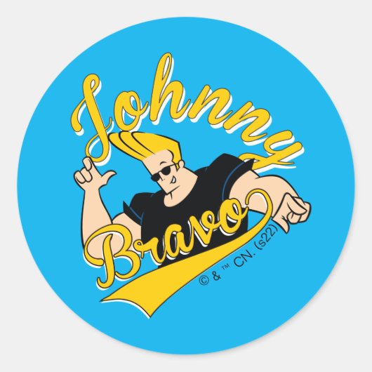 Johnny Bravo Athletic Graphic Runder Aufkleber (Vorderseite)