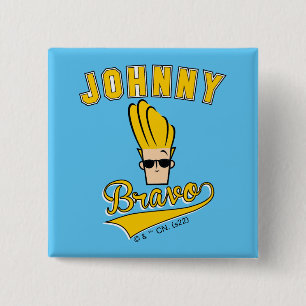 Johnny Bravo Collegiate Graphic Button