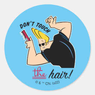 Johnny Bravo Comb - Touch nicht die Haare! Runder Aufkleber
