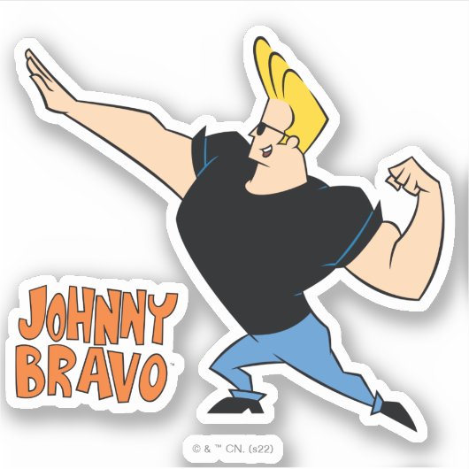 Johnny Bravo Flexing Aufkleber (Vorderseite)