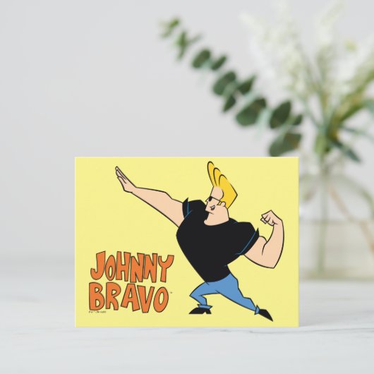 Johnny Bravo Flexing Postkarte (Stehend Vorderseite)