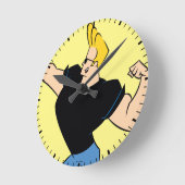 Johnny Bravo Flexing Runde Wanduhr (Winkel)