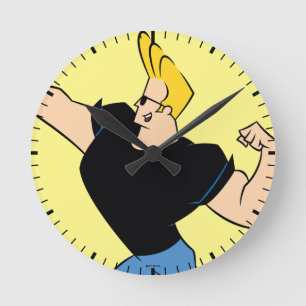 Johnny Bravo Flexing Runde Wanduhr