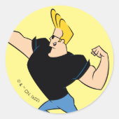Johnny Bravo Flexing Runder Aufkleber (Vorderseite)