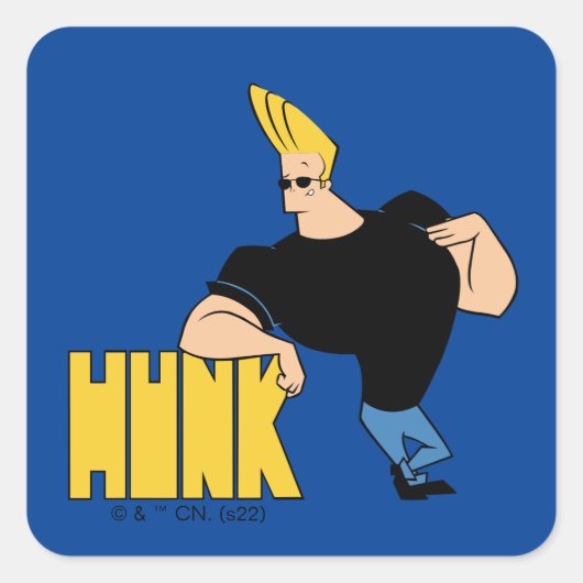 Johnny Bravo - Hunk Quadratischer Aufkleber (Vorderseite)