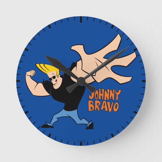 Johnny Bravo Iconic Pose Runde Wanduhr (Vorderseite)