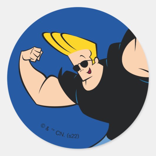 Johnny Bravo Iconic Pose Runder Aufkleber (Vorderseite)