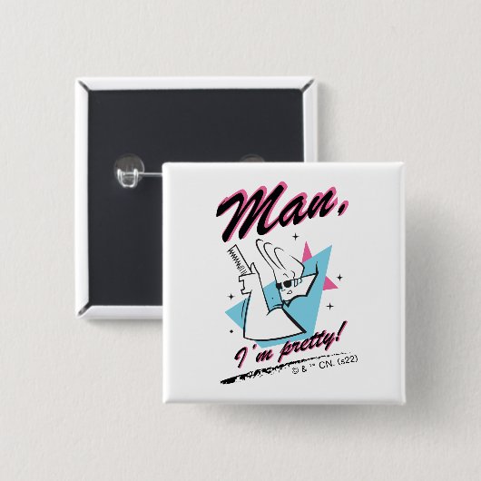 Johnny Bravo - Mann Ich bin Hübsch Retro Graphic Button (Vorne & Hinten)