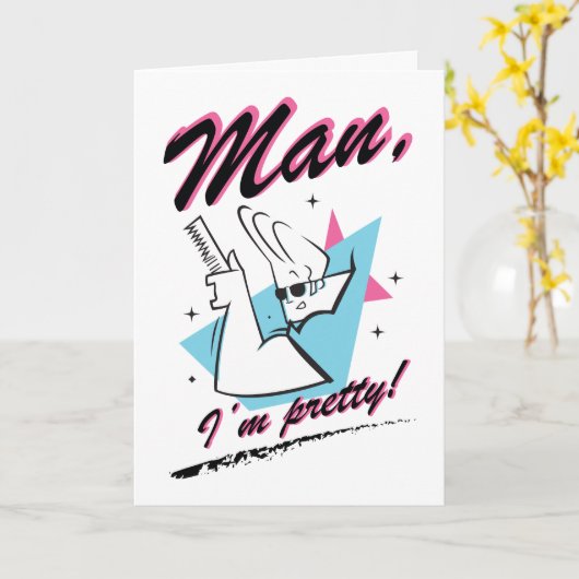 Johnny Bravo - Mann Ich bin Hübsch Retro Graphic Karte (Gelbe Blume)