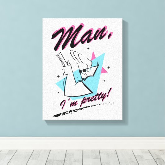 Johnny Bravo - Mann Ich bin Hübsch Retro Graphic Leinwanddruck (Insitu (Holzboden))