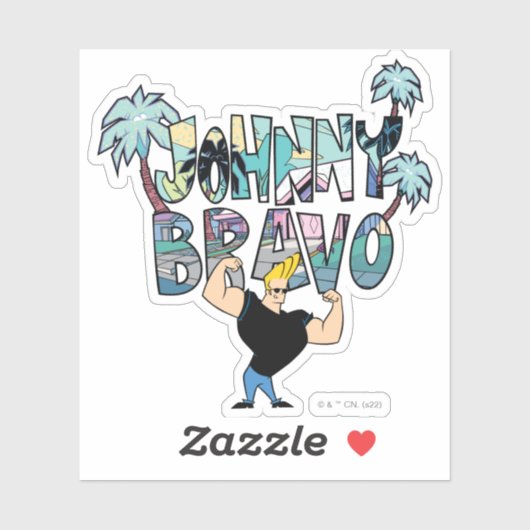 Johnny Bravo Palm Tree Name Aufkleber (Blatt)